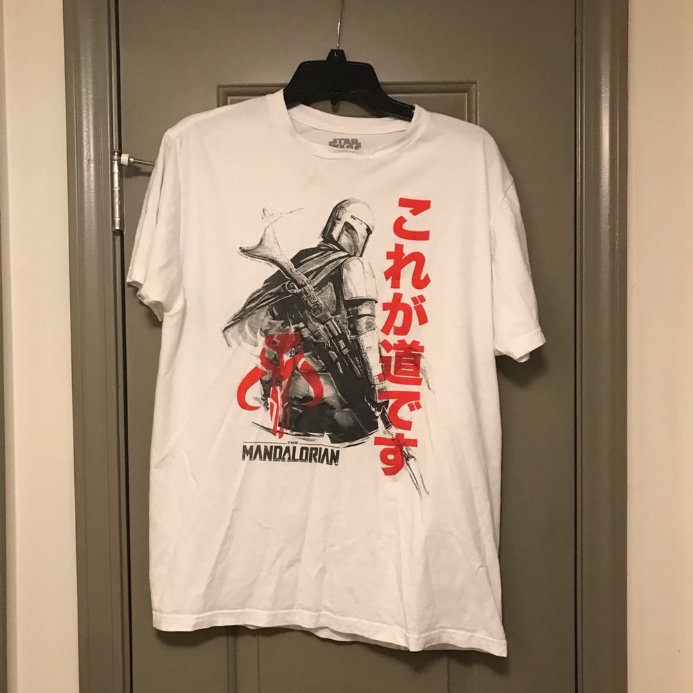 Star Wars the Mandalorian. Men’s T-shirt Large. White. Japanese lettering